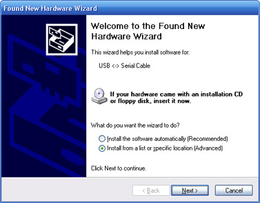 Windows XP - New Hardware Wizard