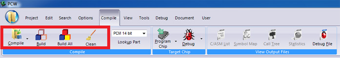CCS PCW IDE Compile Options