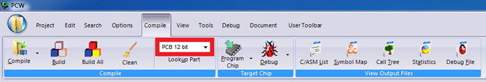 CCS PCW IDE Select Compiler